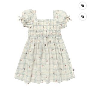 NEW WITH TAGS 12M Plaid Puff Sleeve Kids Dress